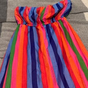 Forever 21 Orange Strapless Maxi Dress